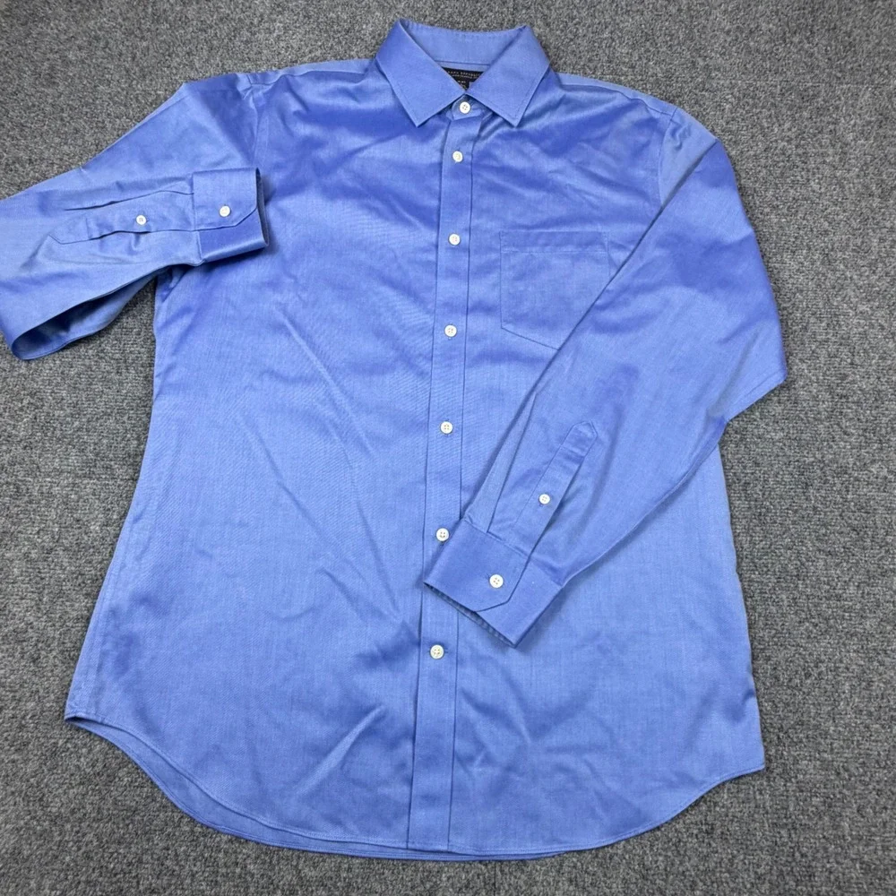 Banana Republic Mens Non-Iron Classic Fit Blue Twill Dress Shirt 16-16.5 L